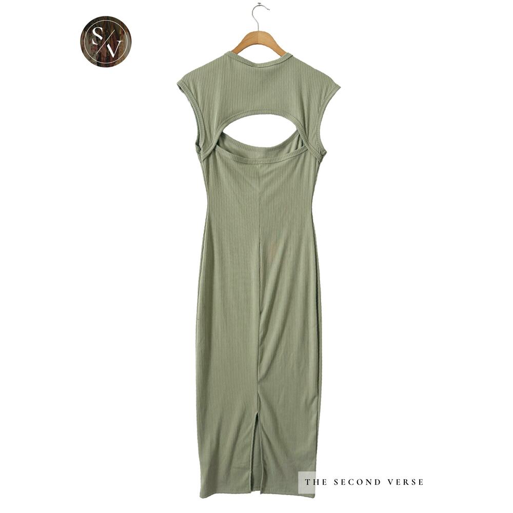 Windsor NWT Cute Ease Cap Sleeve Cutout Open Back Midi Dress Mint Green Large - Picture 4 of 8